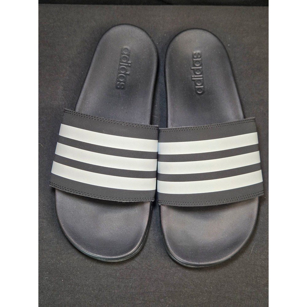 Adidas Adilette Shower Slides Mens 8 Black White Athletic Sandals JS4313